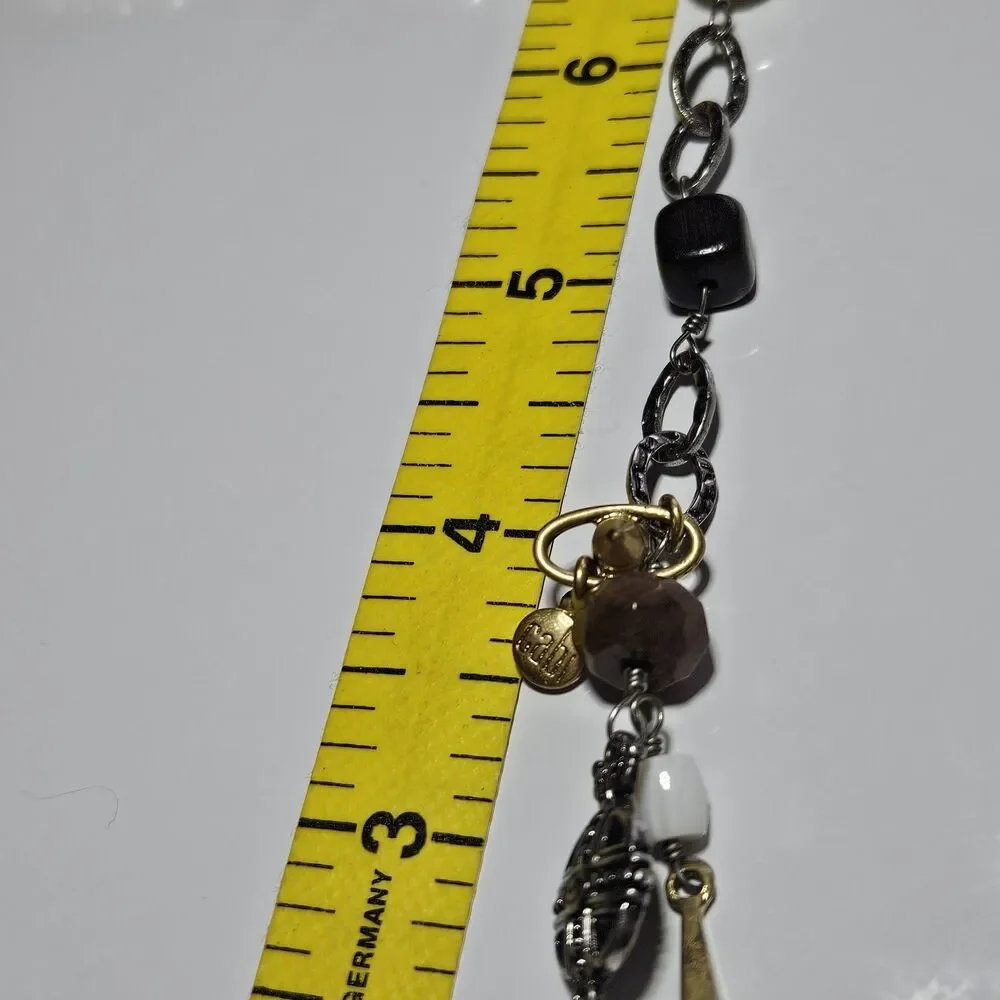 CABI 2147 Treasure Necklace Pearls Semipreci Beaded Charms Coin Gold Silver Tone